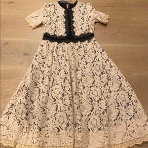 Guipure Lace khaki/Black Midi Dress